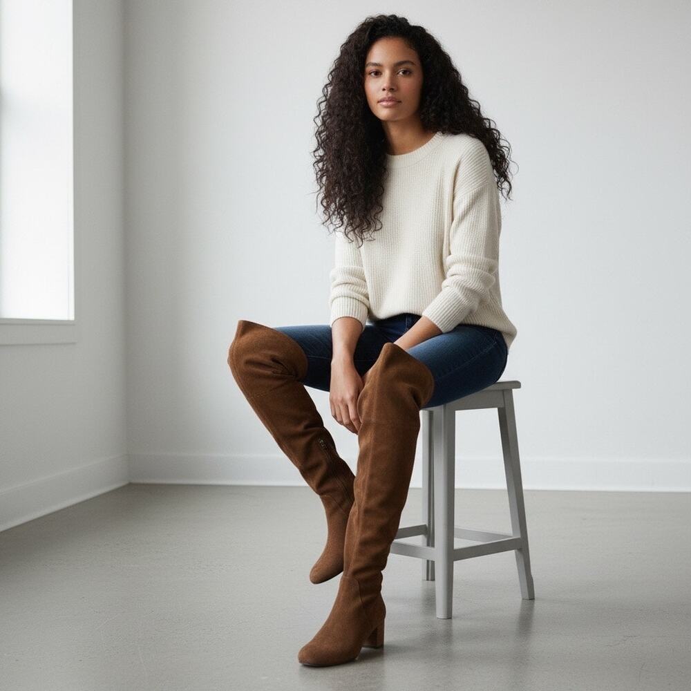 BARNEYS NEW YORK | Over the Knee Boots Tan Suede Size 39